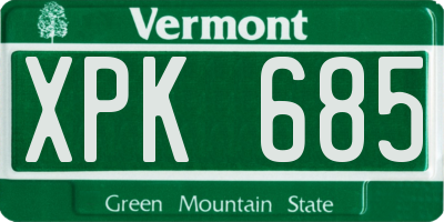 VT license plate XPK685