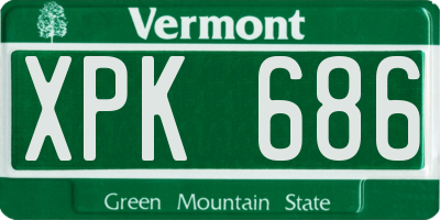 VT license plate XPK686