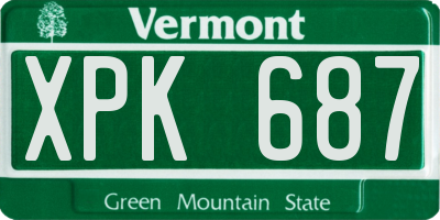 VT license plate XPK687