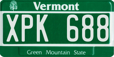 VT license plate XPK688
