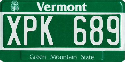 VT license plate XPK689
