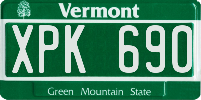 VT license plate XPK690
