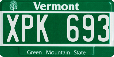 VT license plate XPK693