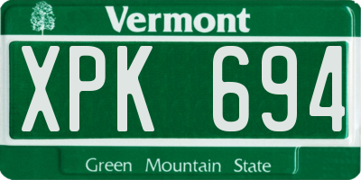 VT license plate XPK694