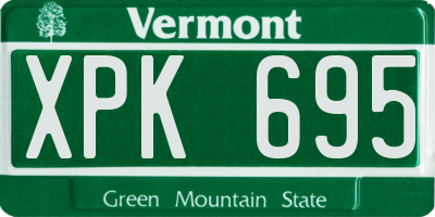 VT license plate XPK695