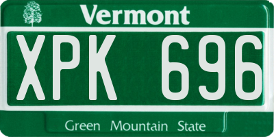 VT license plate XPK696