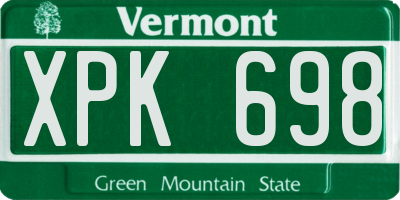 VT license plate XPK698