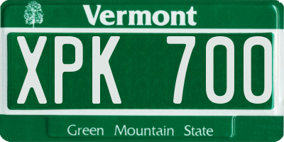 VT license plate XPK700