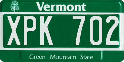VT license plate XPK702