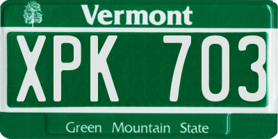 VT license plate XPK703