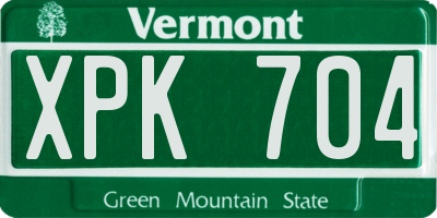 VT license plate XPK704