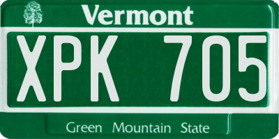 VT license plate XPK705
