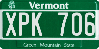 VT license plate XPK706
