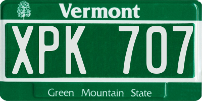 VT license plate XPK707