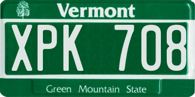 VT license plate XPK708