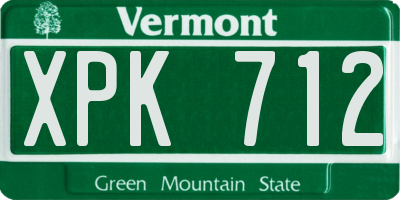 VT license plate XPK712