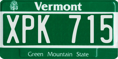 VT license plate XPK715