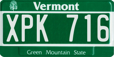 VT license plate XPK716