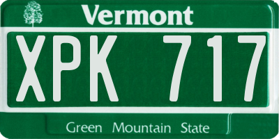 VT license plate XPK717