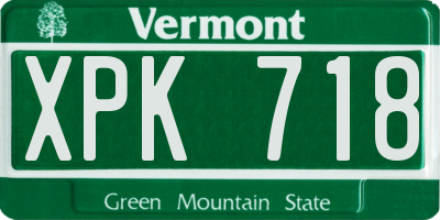 VT license plate XPK718
