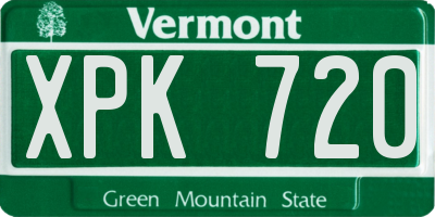 VT license plate XPK720