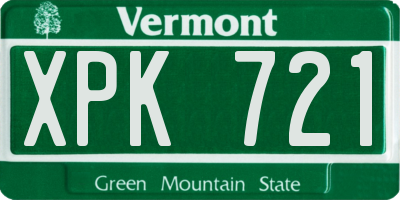 VT license plate XPK721