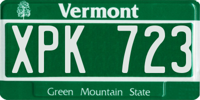 VT license plate XPK723