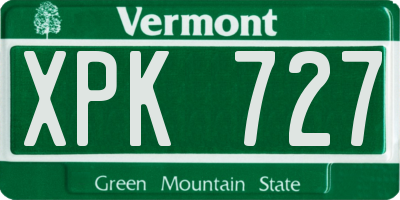 VT license plate XPK727
