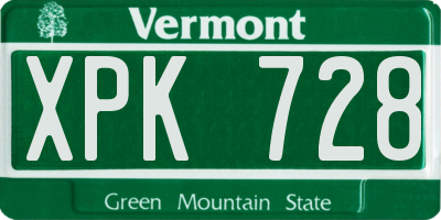 VT license plate XPK728