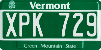 VT license plate XPK729