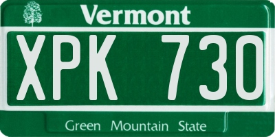 VT license plate XPK730