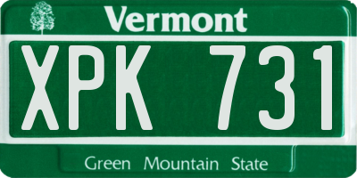 VT license plate XPK731