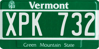 VT license plate XPK732