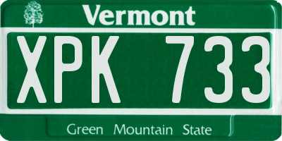 VT license plate XPK733
