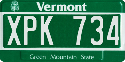 VT license plate XPK734