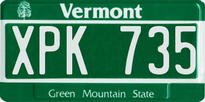 VT license plate XPK735
