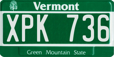 VT license plate XPK736