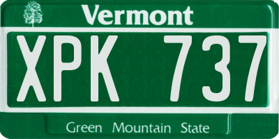 VT license plate XPK737