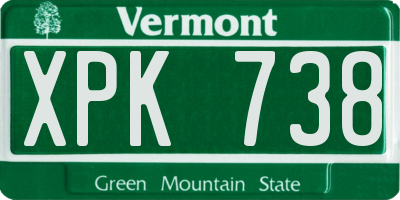 VT license plate XPK738