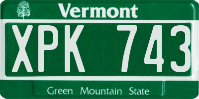 VT license plate XPK743