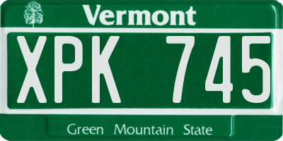 VT license plate XPK745