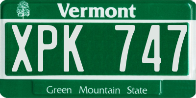 VT license plate XPK747