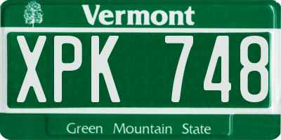 VT license plate XPK748
