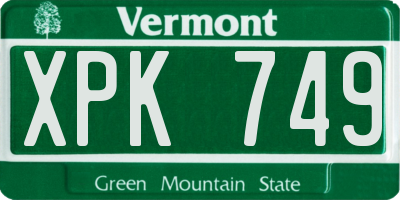 VT license plate XPK749