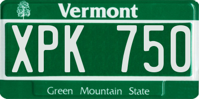 VT license plate XPK750
