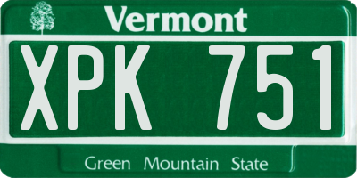 VT license plate XPK751