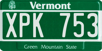 VT license plate XPK753