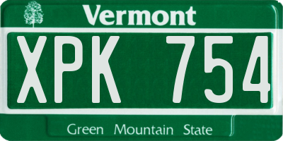 VT license plate XPK754