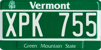 VT license plate XPK755