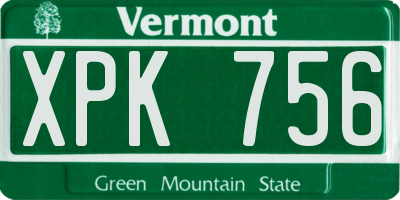 VT license plate XPK756